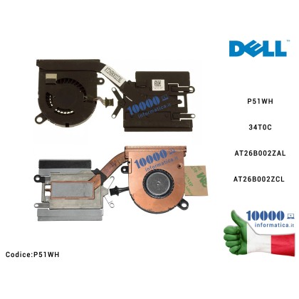 Ventola Fan CPU + Dissipatore DELL Latitude 7390 2-in-1 E5289 5289 7389 [UMA] P51WH 0P51WH CN-0P51WH 34T0C 034T0C CN-034T0C AT26