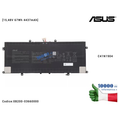 Batteria C41N1904 ASUS ZenBook 14 UX425 UX425EA ZenBook S UX393 [15,48V 67Wh 4437mAh] 0B200-03660000 SMP/4248C1F/4S1P