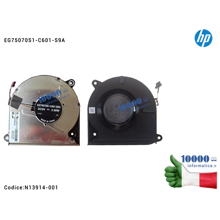 Ventola Fan CPU HP ZBook Power 15 G7 G8 G9 G10 G3I G4I HSN-Q26C HSN-Q36C N13914-001 EG75070S1-C601-S9A