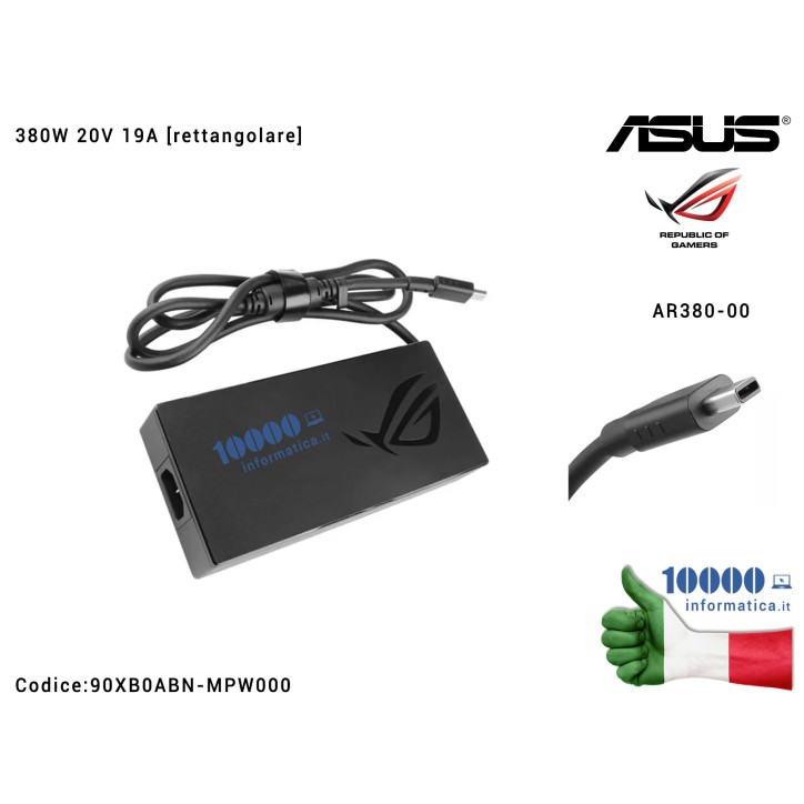 Alimentatore ASUS ROG Strix Scar 18 G835LR 380W 20V 19A [rettangolare] AR380-00 90XB0ABN-MPW000