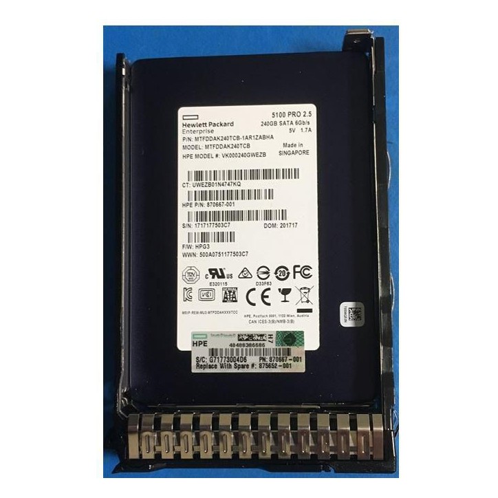 875652-001-RFB Hewlett Packard Enterprise SSD 240GB SFF SATA RI DS SC 875503-B21
