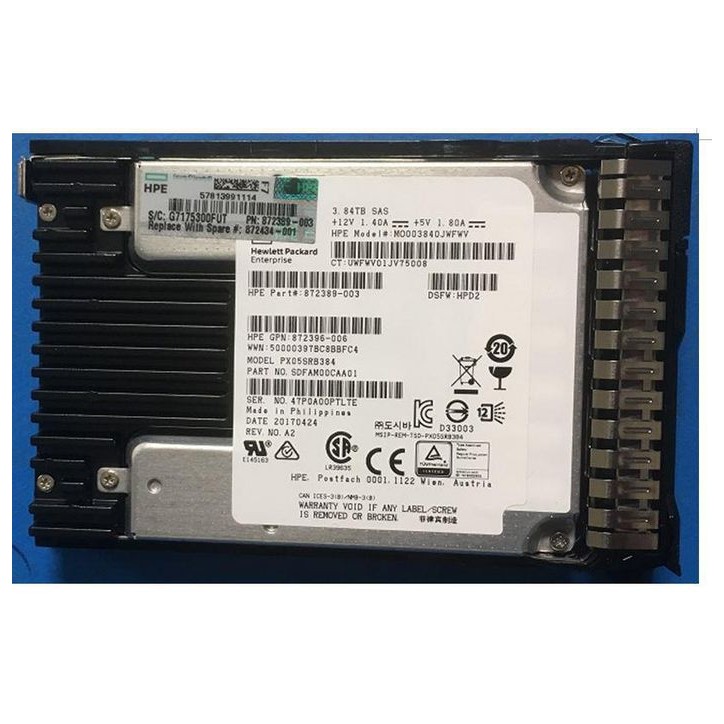 872434-001-RFB Hewlett Packard Enterprise SSD 3.84TB 12G SFF SAS RI SC 872394-B21