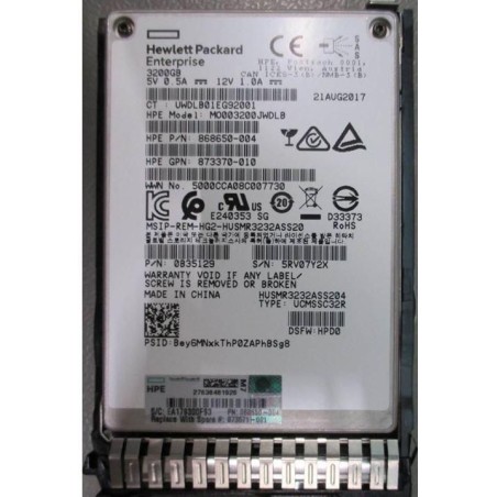 873571-001-RFB Hewlett Packard Enterprise 3.2TB SAS 12G SFF SC DS MU SSD 873367-B21, 822790-001