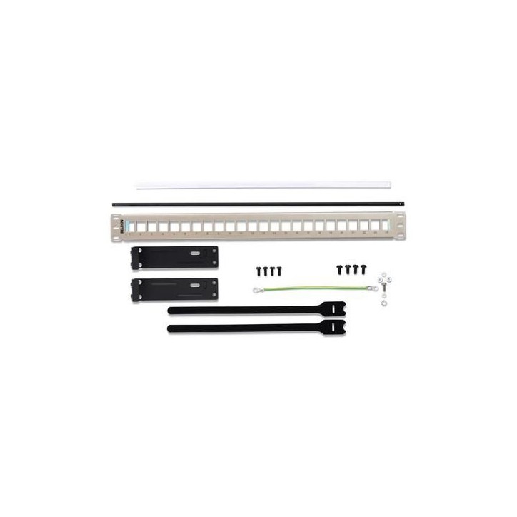 AX104563 Belden KeyConnect Shielded Patch Panel 24 Port, 1U-AX106902 (Black)-AX104563 (Titanium), Empty Titanium 1EA