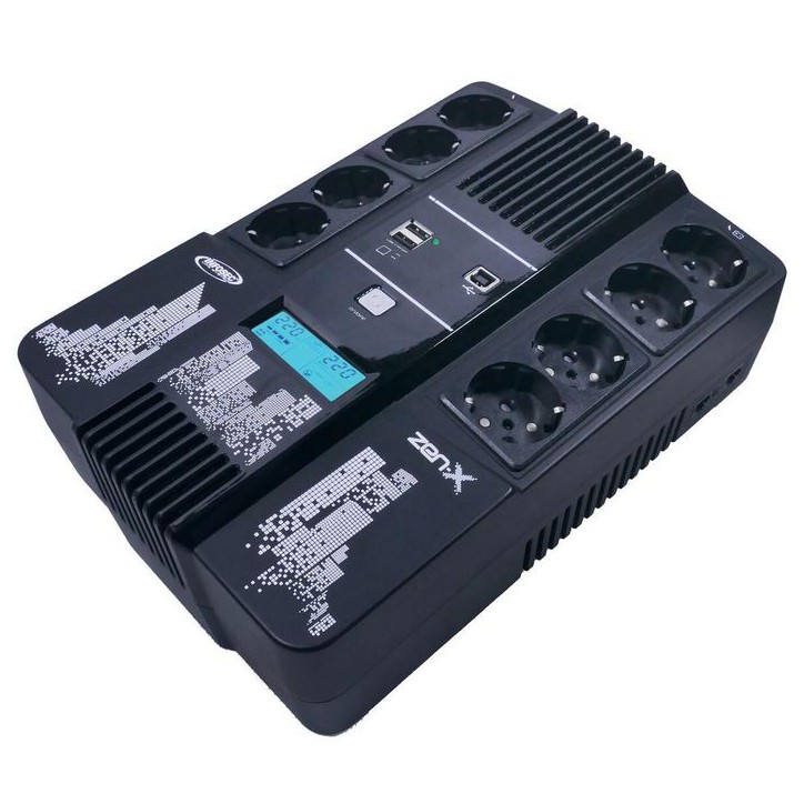 61999 Infosec Line Interactive UPS 1000 VA 8 FR/SCHUKO Outlets -- 2-year warranty -- TUPSZENX1000