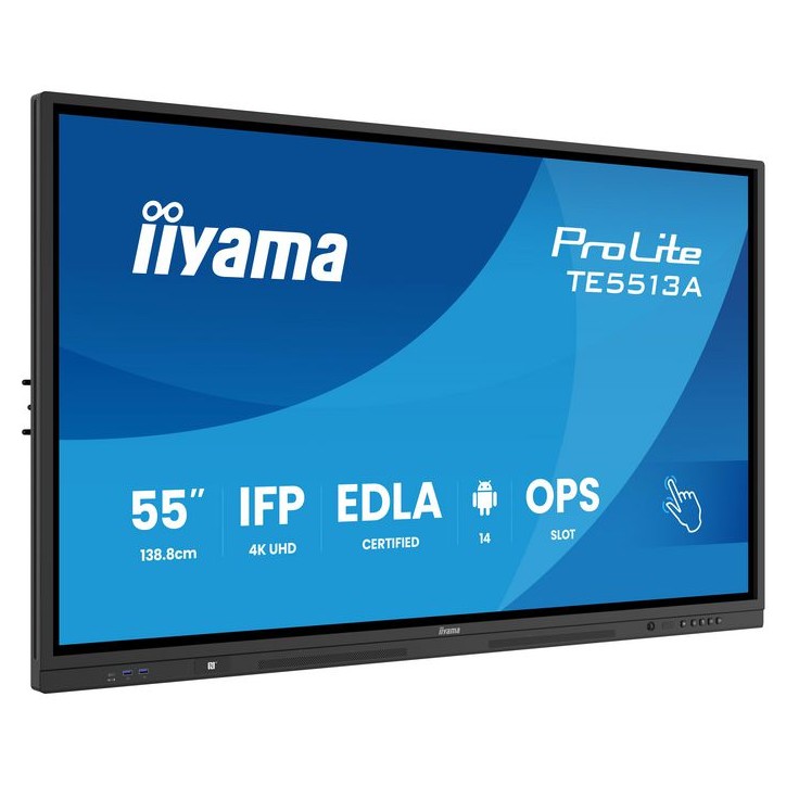 TE5513A-B1AG iiyama 55" iiWare21E (EDLA -Google-GMS-apps), Android 14, 8/128GB, 40-Points PureTouch IR+ with zero bonding, 3840x