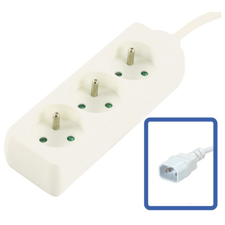 MC-PS030150FRUPSW MicroConnect 3-way Power Strip French Type E, DIRECT ATTACH TO UPS, 1.5m White TUPS034