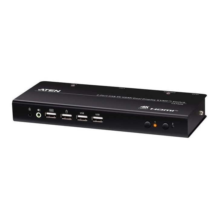 CS742H-AT-G Aten 2-Port USB 4K HDMI Dual-Display KVMP Switch (Cables included)