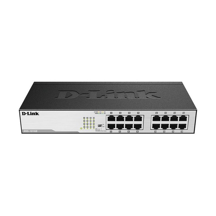 DGS-1016D-RFB D-Link 16x RJ-45 (10/100/1000 Mbps), 1000BASE-T, 32 Gbps, 23.81 mpps