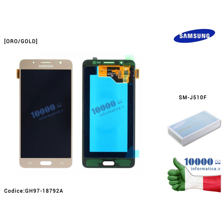 Display LCD con Vetro Touch Screen SAMSUNG Galaxy J5 2016 SM-J510FN SM-J510 (ORO/GOLD)