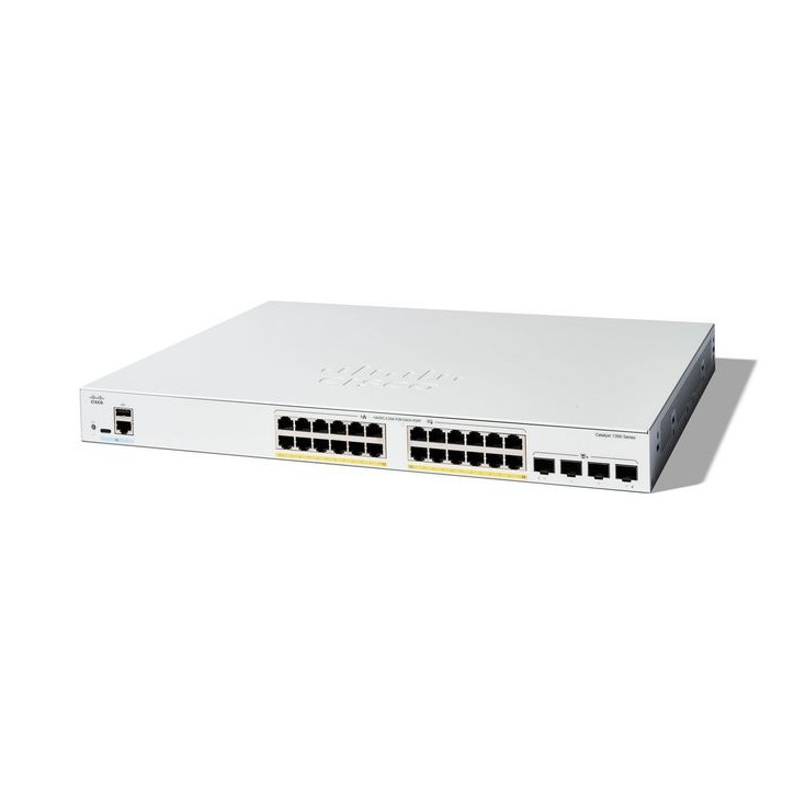 C1300-24FP-4X-RFB Cisco Catalyst 1300-24FP-4X Managed Switch, 24 Port GE, Full PoE, 4x10GE SFP+, Limited Lifetime Protection (C1