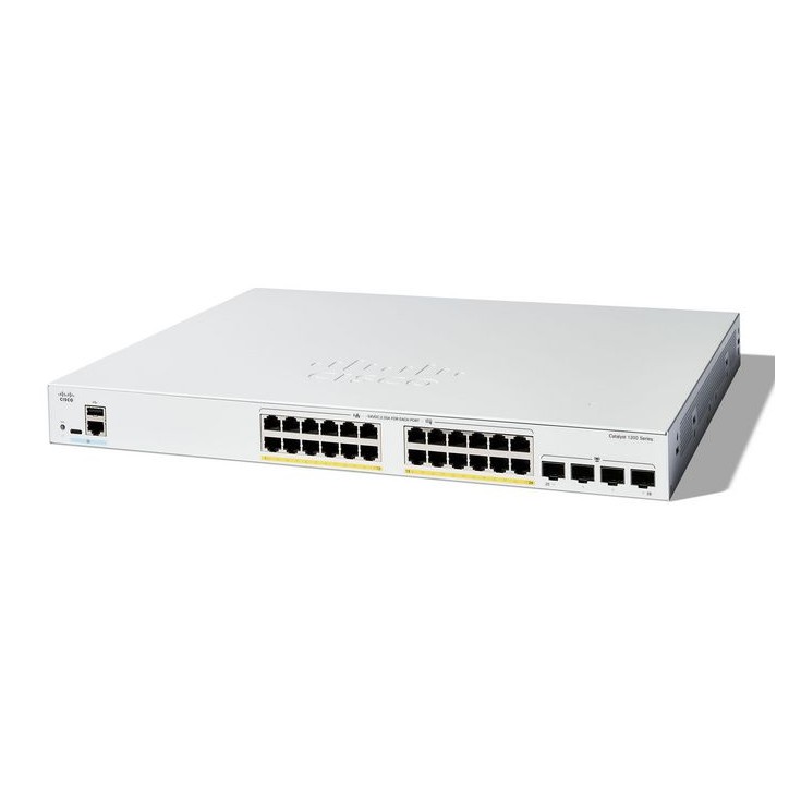 C1200-24FP-4G-RFB Cisco Cisco Catalyst 1200-24FP-4G Smart Switch, 24 Port GE, Full PoE, 4x1GE SFP, Limited Lifetime Protection (