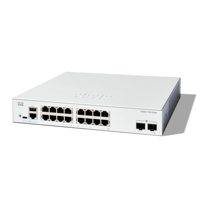 C1200-16T-2G-RFB Cisco Cisco Catalyst 1200-16T-2G Smart Switch, 16 Port GE, 2x1GE SFP, Limited Lifetime Protection (C1200-16T-2G
