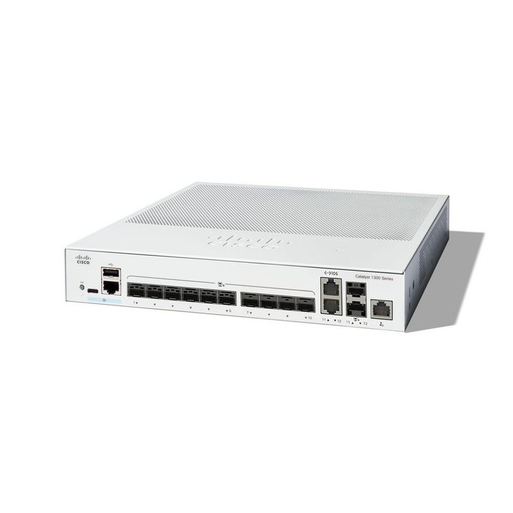 C1300-12XS-RFB Cisco Catalyst 1300-12XS Managed Switch, 10 Port 10G SFP+, 2x10GE SFP+ Combo, Limited Lifetime Protection (C1300-