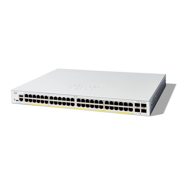 C1200-48P-4X-RFB Cisco Cisco Catalyst 1200-48P-4X Smart Switch, 48 Port GE, PoE, 4x10GE SFP+, Limited Lifetime Protection (C1200