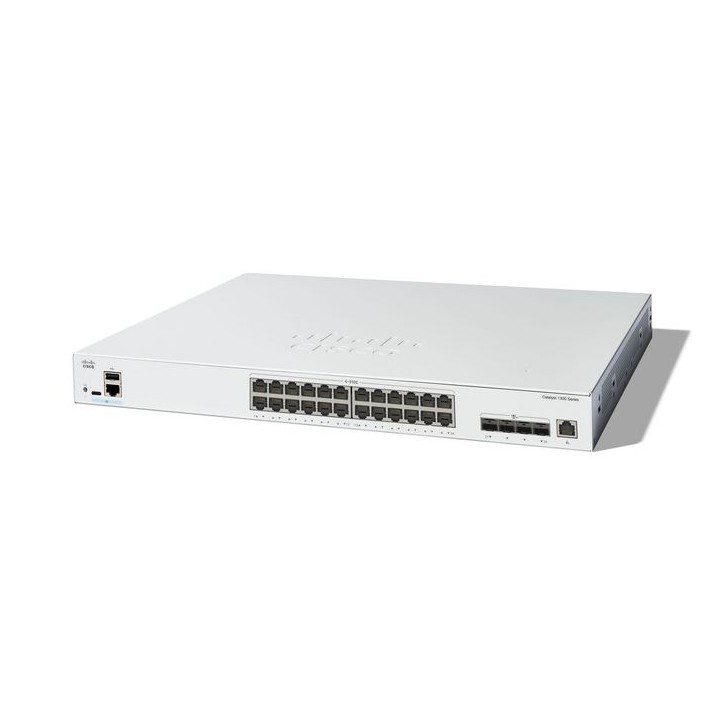C1300-24XT-RFB Cisco Catalyst 1300-24XT Managed Switch, 20 Port 10G Copper, 4x10GE SFP+ Combo, Limited Lifetime Protection (C130