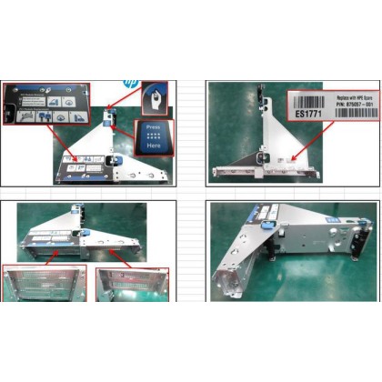 875057-001-RFB Hewlett Packard Enterprise Riser cage for data centers, 2U form factor, supports x16 PCIe slots, dimensions 27.5x