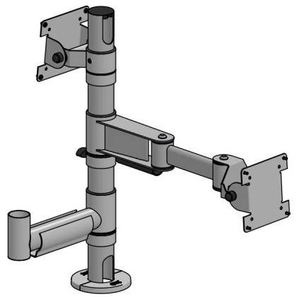 RSH524-02 Ergonomic Solutions Screen on Ebow arm + Customer Monitor, (C&P) on Swingarm, MOQ 15 -BLACK-