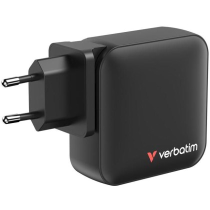 32216 Verbatim Mini GaN Charger 165W 4 Port US plug with EU and UK adaptors
