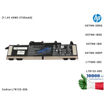 Batteria SX03XL HP ProBook x360 435 G7 435 G8 [11,4V 45Wh 3750mAh] L78125-006 L78125-005 HSTNN-DB9S HSTNN-IB9D HSTNN-IB9I HSTNN-
