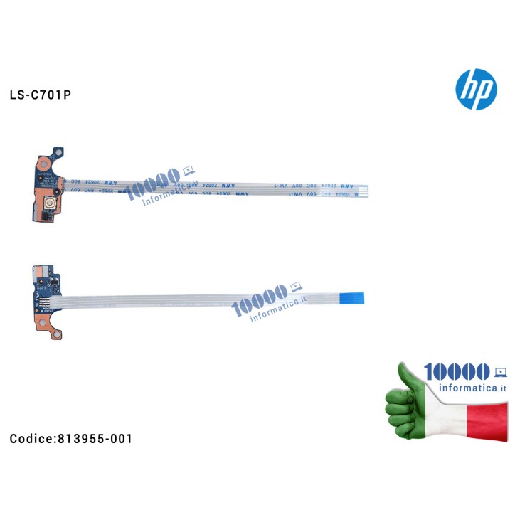 Pulsante Tasto Accensione Power Board HP 15-BA 15-AC 15-AY 15-AF 250 G4 255 G4 TPN-C125 LS-C701P 813955-001