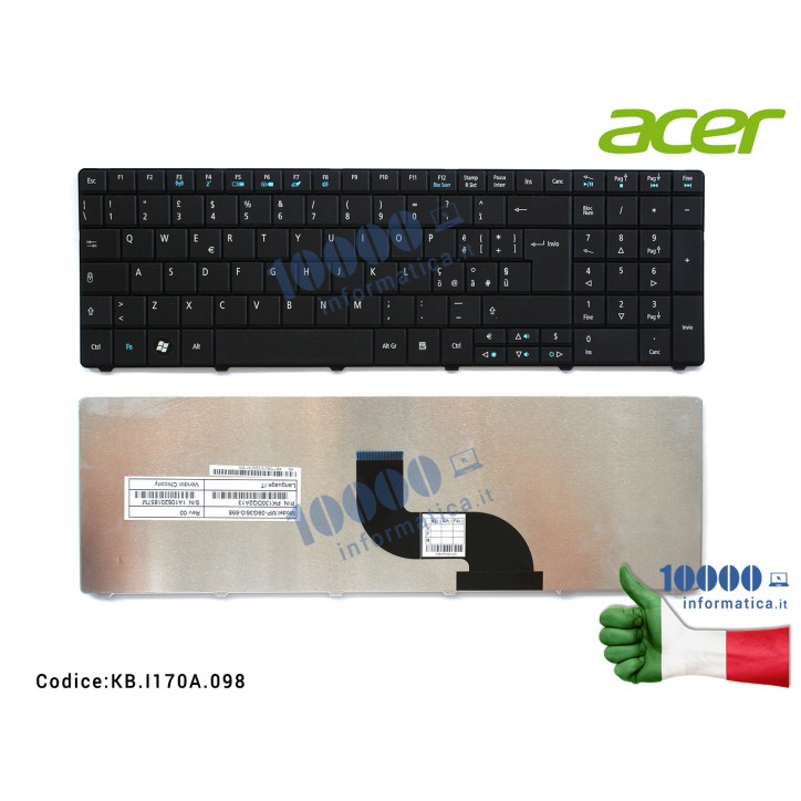 Tastiera Italiana ACER TravelMate 8531 8571 5740 7740 8572 8572G KB.I170A.214 MP-09G36I0-6981WMP-09G36I0-698 PK130DQ2A13