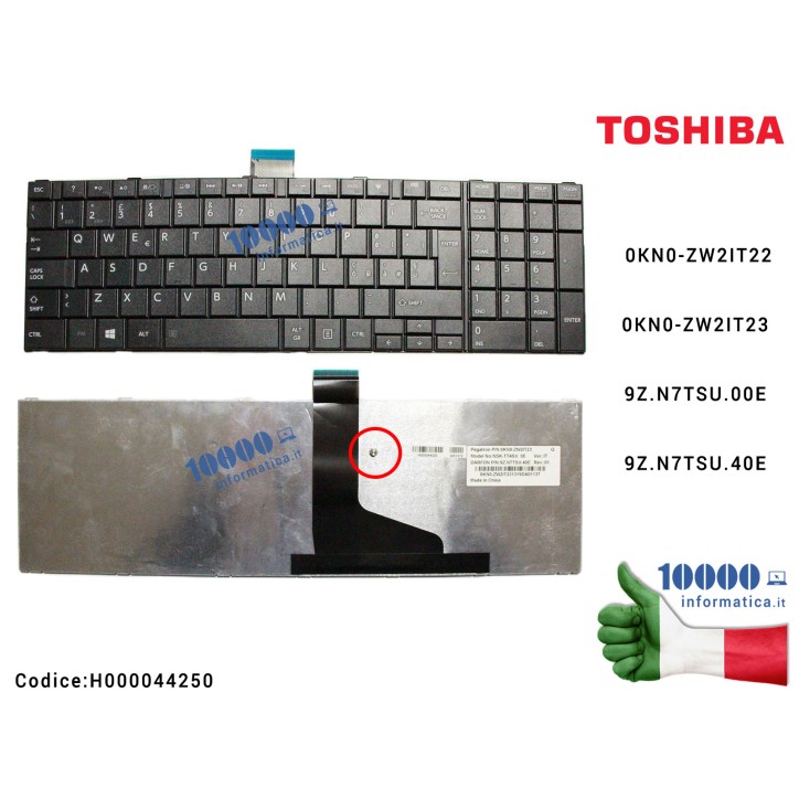 Tastiera Italiana TOSHIBA Satellite C850 C850D C855 C855D C870 C870D C875 C875D L850 L850D L855 P850 P850D P855 (NERO OPACO) H00