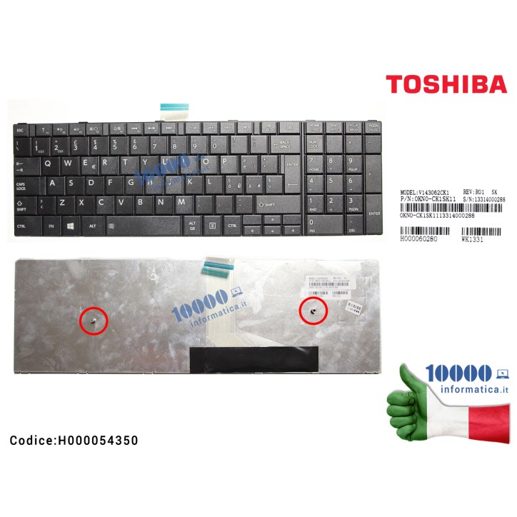 Tastiera Italiana TOSHIBA Satellite C50 C50-A C50D C50D-A C55DT C50DT-A C55 C55D  C55-A (NERO) V143026CK1 H000053940