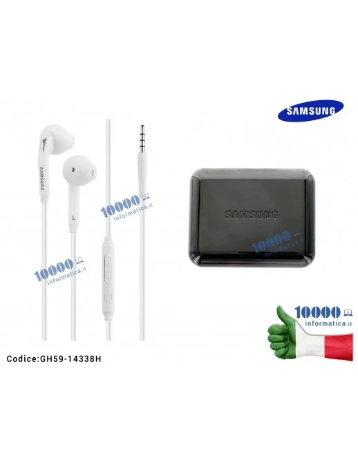 GH59-14338H Auricolari Cuffie IN-EAR con Connettore 3,5mm + Mic (BIANCO) [CONFEZIONATO] SAMSUNG Galaxy S4 S5 S6 S7 Edge S8 J5...