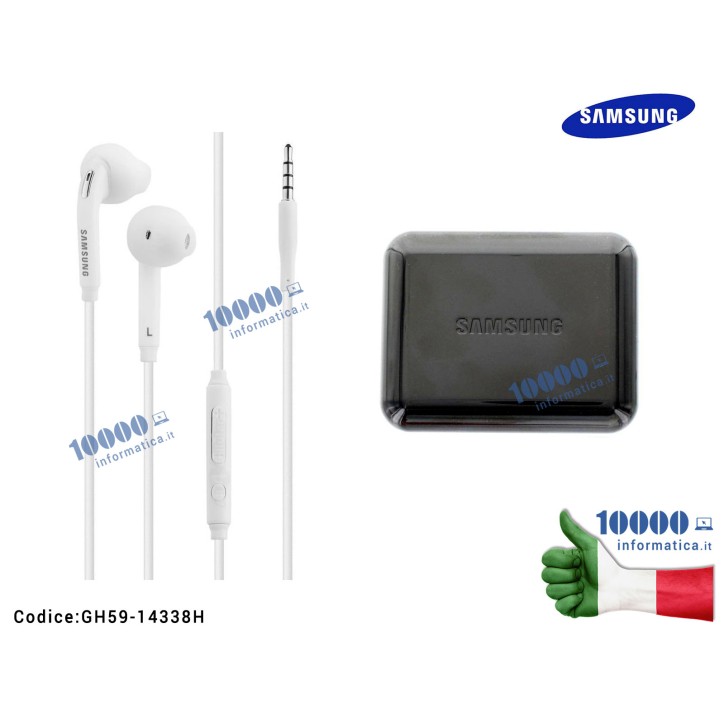 Auricolari Cuffie IN-EAR con Connettore 3,5mm + Mic (BIANCO) [CONFEZIONATO] SAMSUNG Galaxy S4 S5 S6 S7 Edge S8 J5 J7 EO-EG920BW 