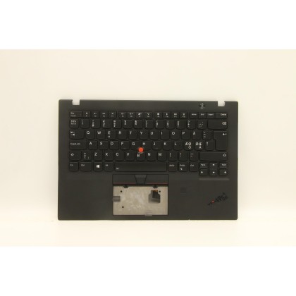 Lenovo 01YR589 Palmrest Top Case con tastiera, Europa del Nord, Nero, Retroilluminazione, Impronta digitale