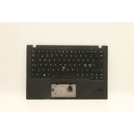Lenovo 01YR589 Palmrest Top Case con tastiera, Europa del Nord, Nero, Retroilluminazione, Impronta digitale