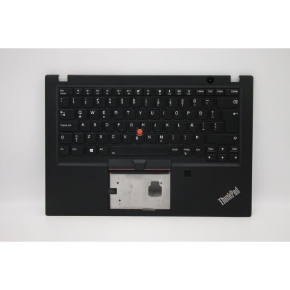 Lenovo 02HM289 Palmrest Top Case con tastiera, Islandese, Nero, Retroilluminazione, Impronta digitale