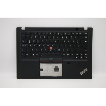 Lenovo 02HM289 Palmrest Top Case con tastiera, Islandese, Nero, Retroilluminazione, Impronta digitale
