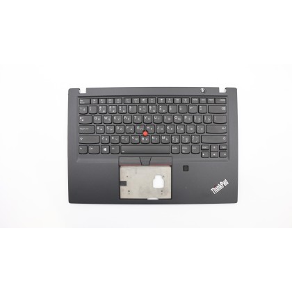 Lenovo 02HM298 Palmrest Top Case con tastiera, Russo, Nero, Retroilluminazione, Impronta digitale