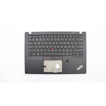 Lenovo 02HM298 Palmrest Top Case con tastiera, Russo, Nero, Retroilluminazione, Impronta digitale