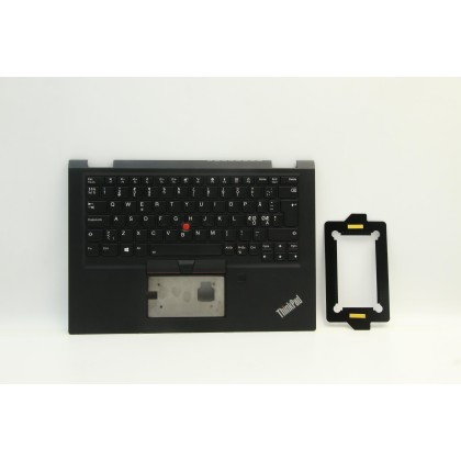 Lenovo 02HM714 Palmrest Top Case con tastiera, Europa del Nord, Nero, Retroilluminazione