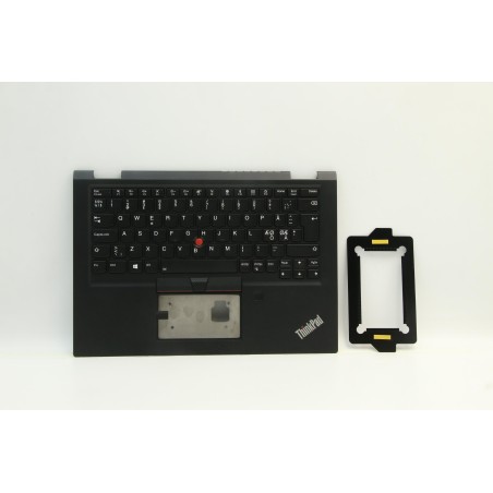 Lenovo 02HM714 Palmrest Top Case con tastiera, Europa del Nord, Nero, Retroilluminazione