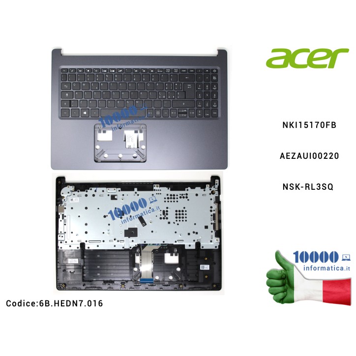 Tastiera Italiana Completa di Top Case Superiore ACER Aspire A315-55G A315-57 A315-57G NKI15170FB AEZAUI00220 NSK-RL3SQ 6BHEDN70
