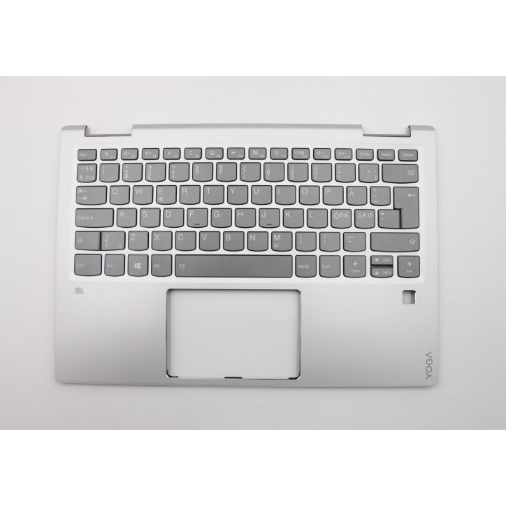 Lenovo 5CB0N67826 Palmrest Top Case con tastiera, Lingue scandinave, argento