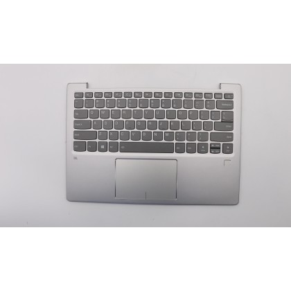 Lenovo 5CB0P19121 Palmrest Top Case con tastiera, Inglese (Stati Uniti), Platinum, Retroilluminazione, Lettore di impronte digit