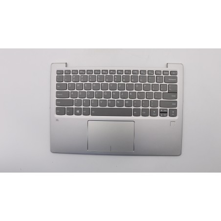Lenovo 5CB0P19121 Palmrest Top Case con tastiera, Inglese (Stati Uniti), Platinum, Retroilluminazione, Lettore di impronte digit