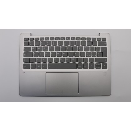 Lenovo 5CB0Q59373 Palmrest Top Case con tastiera, Italiano, Platinum, Retroilluminazione, Lettore di impronte digitali, Touchpad
