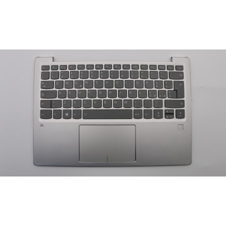 Lenovo 5CB0Q59373 Palmrest Top Case con tastiera, Italiano, Platinum, Retroilluminazione, Lettore di impronte digitali, Touchpad