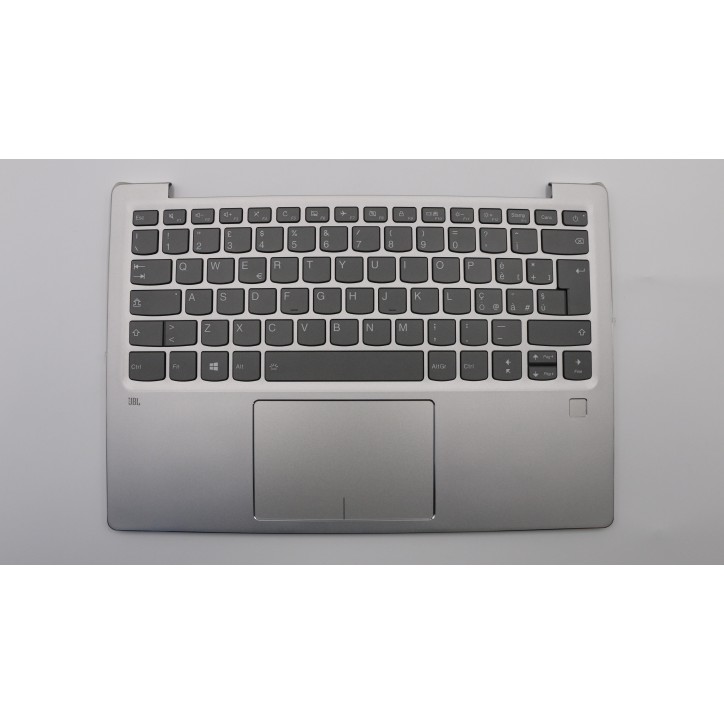 Lenovo 5CB0Q59373 Palmrest Top Case con tastiera, Italiano, Platinum, Retroilluminazione, Lettore di impronte digitali, Touchpad