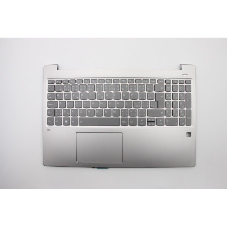 Lenovo 5CB0Q62219 Palmrest Top Case con tastiera, Ceco/Slovacco, argento, Retroilluminazione, Lettore di impronte digitali, UK