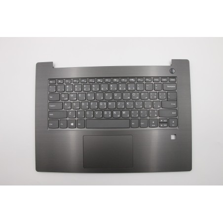 Lenovo 5CB0Q64238 Palmrest Top Case con tastiera, Arabo, Grigio ferro, Senza retroilluminazione, Lettore di impronte digitali, U
