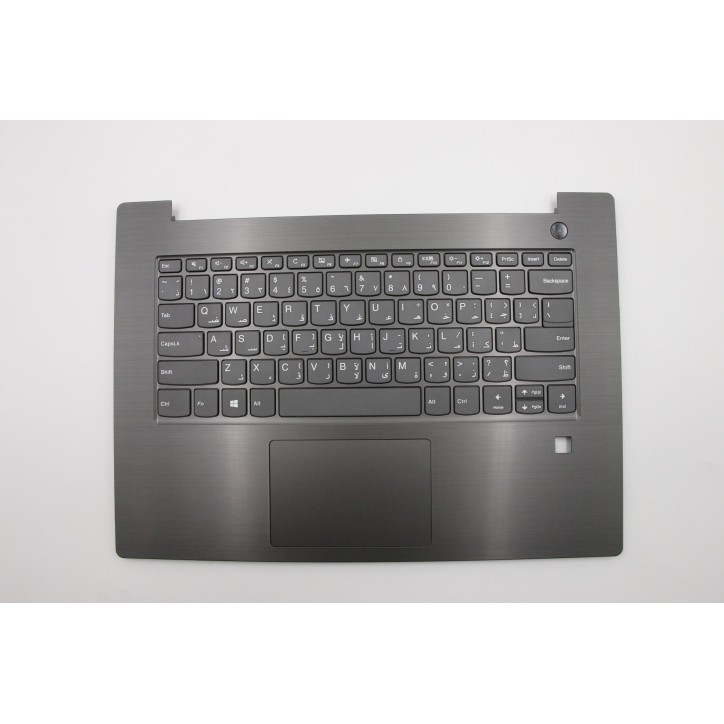 Lenovo 5CB0Q64238 Palmrest Top Case con tastiera, Arabo, Grigio ferro, Senza retroilluminazione, Lettore di impronte digitali, U