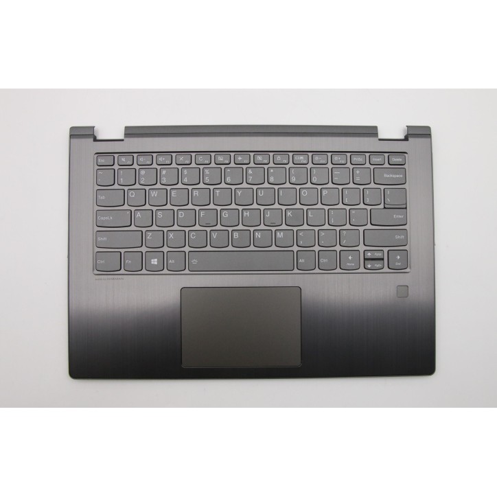 Lenovo 5CB0R08514 Palmrest Top Case con tastiera, Inglese (Stati Uniti), Grigio ferro, Retroilluminazione, Impronta digitale