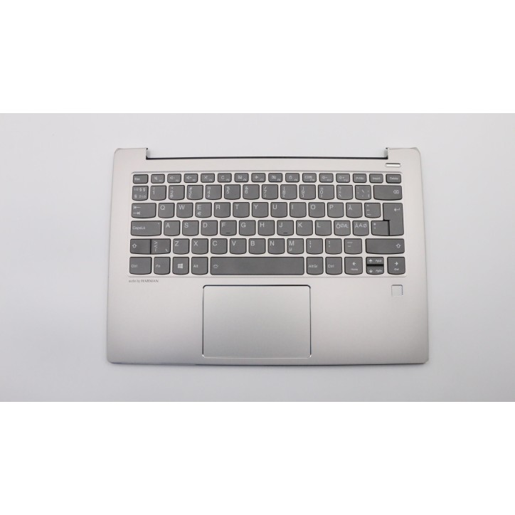 Lenovo 5CB0R11778 Palmrest Top Case con tastiera, Lingue scandinave, Grigio minerale, Retroilluminazione, Lettore di impronte di